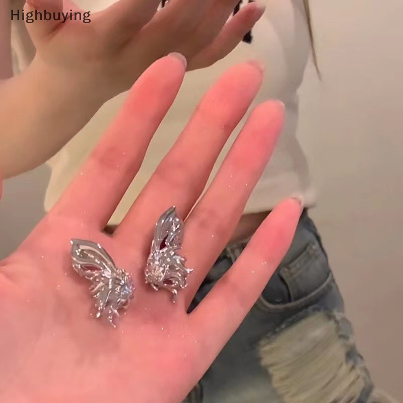 Hbid Fashion Punk Kupu-Kupu Elf Klip Telinga Desain Trendi Logam Cair Sayap Telinga Manset Ada Anting Untuk Wanita Gadis Perhiasan Glory