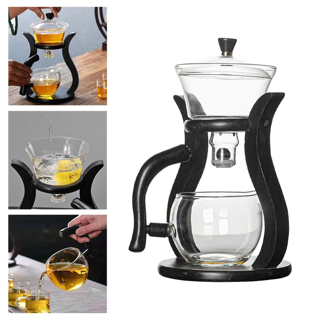 Tea Set Kaca Kungfu Malas Bening Dengan Cangkir Magnetic Water Diversion