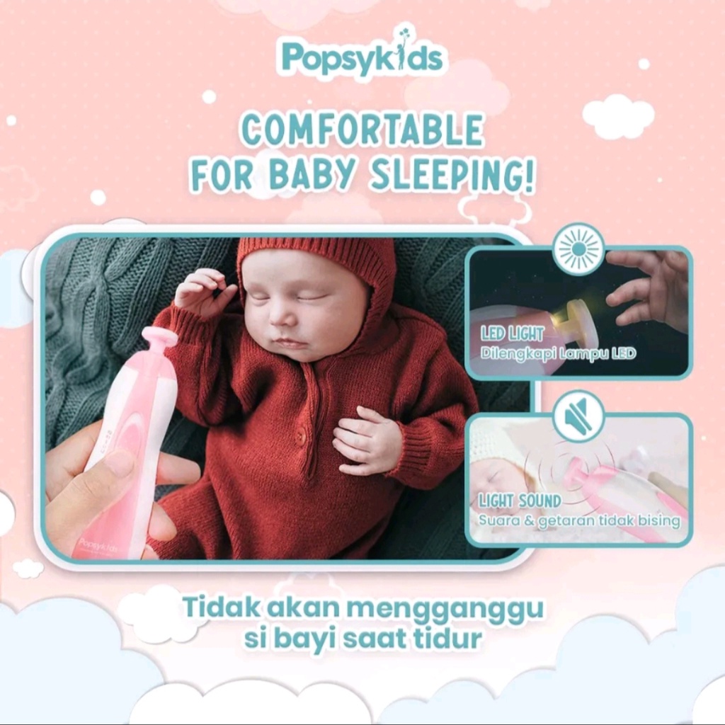 Popsykids Baby Nail Trimmer - Gunting / Pengikir / Pemotong Kuku Bayi Elektrik 6in1 LED