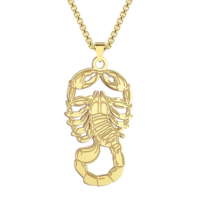 Zh Perhiasan Hip Hop Rock Fashion Pria Stainless Steel Scorpion Pendant Kalung Pesta Perhiasan Hantaran