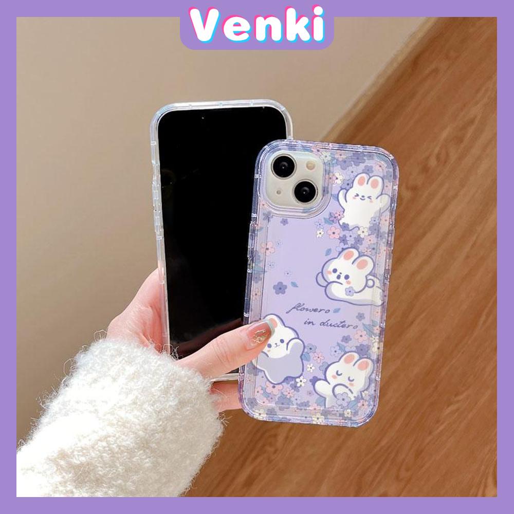 VENKI - For iPhone 11 Case Clear Phone Case TPU Soft Case Airbag Shockproof Protection Camera Cute Flower Bunny Compatible with iPhone 14 13 Pro Max iPhone 12 Pro Max XR XS 7 8Plus