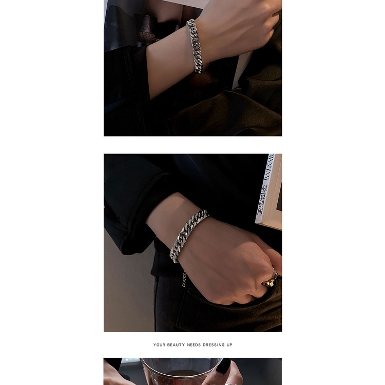 Gelang Kuba ins Niche Desain Gelang Perempuan2023Gaya Baru Trendi Hip Hop Rantai Pasangan Gelang Laki-Laki Trendi