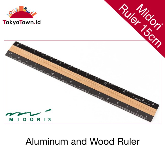 

Midori Aluminum And Wood Ruler 15 cm Black-Brown