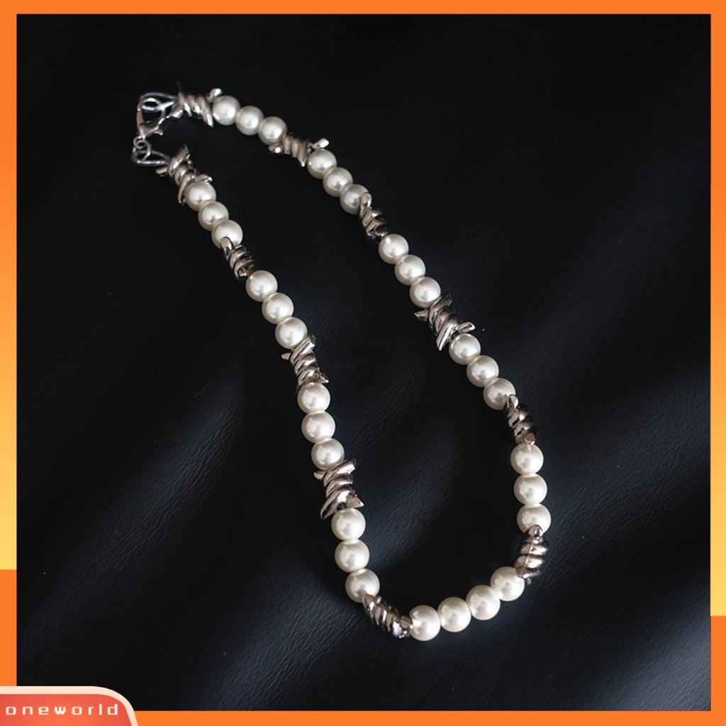 [ONE] Kalung Pasangan Eye-catching Anti Luntur Alloy Shiny Imitasi Pearl Stylish Necklace Untuk Wanita