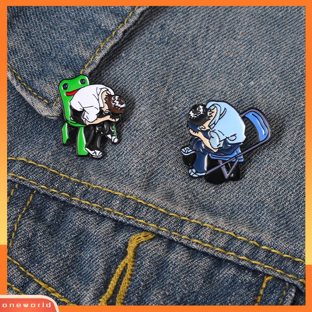 [ONE] Kartun Enamel Pin Orang Sedih Duduk Di Kursi Desain Finishing Cat Tahan Karat Tidak Luntur Kerah Lencana Perhiasan Aksesori