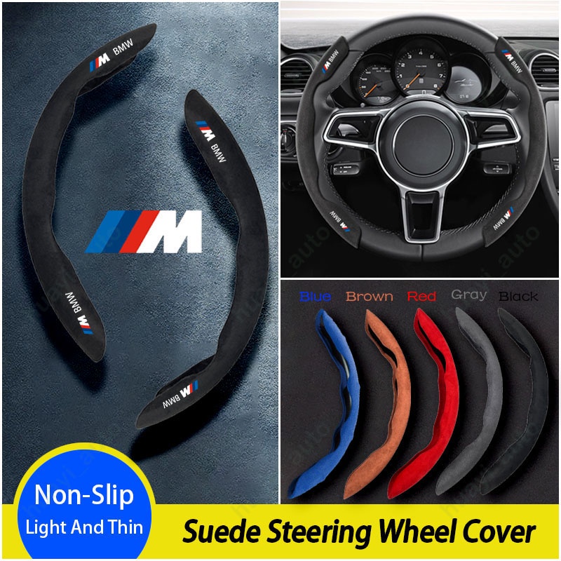 Cover Setir Mobil BMW M Bahan Kulit Suede Untuk Aksesoris BMW 1 2 3 4 5 6 7 Series X1 X2 X3 X4 X5 X6 X7