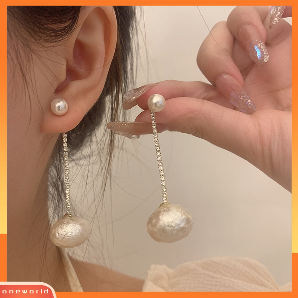 [ONE] 1pasang Anting Pejantan Mutiara Imitasi Antik Elegan Panjang Berlian Imitasi Rumbai Wanita Menjuntai Drop Earrings Fashion Perhiasan Aksesori Hadiah Yang Sempurna