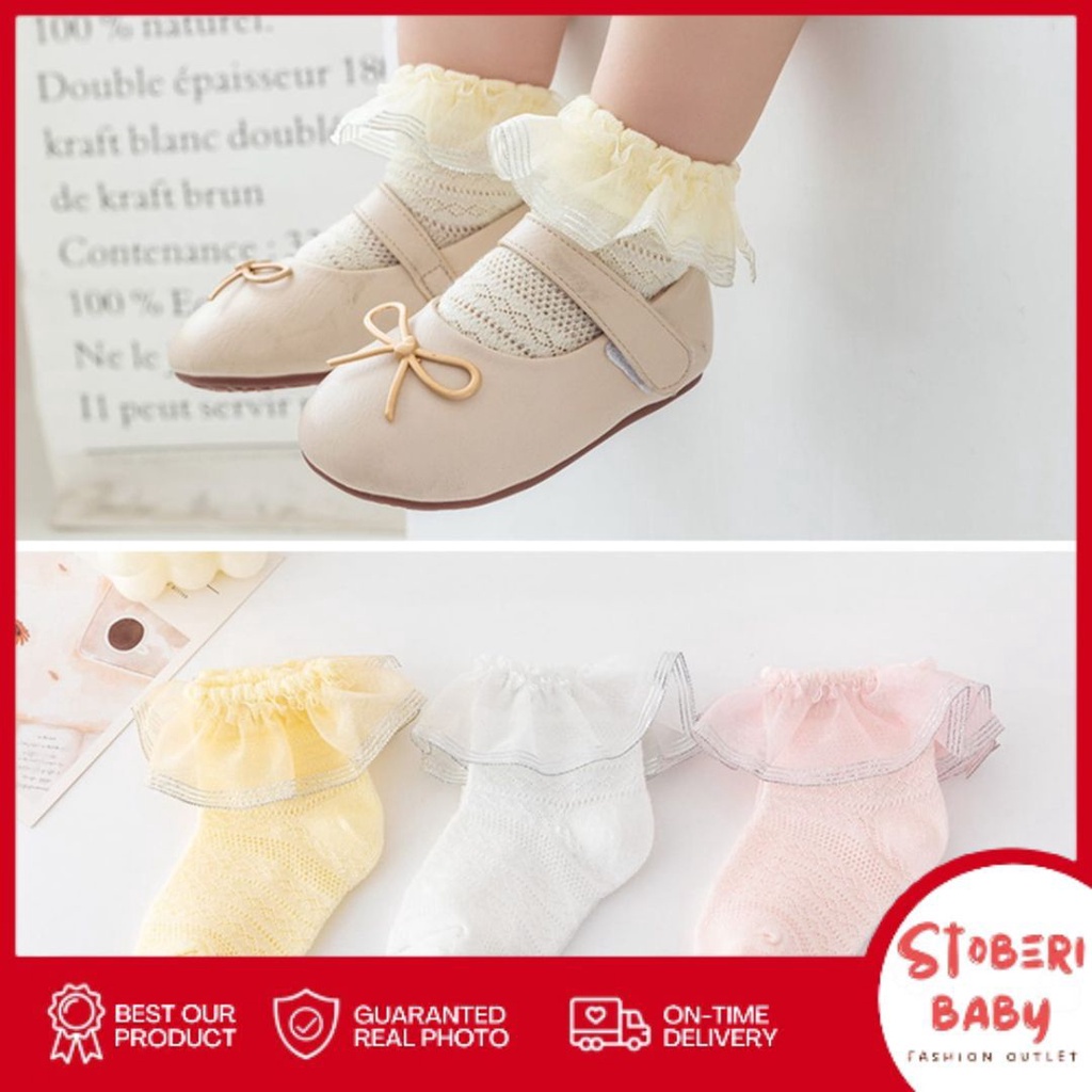 PUNCAK 3.3 stoberi baby - BEAUTY ANNIE Kaos Kaki renda Bayi Anak Perempuan Import Bahan Berkualitas newborn - 4 tahun