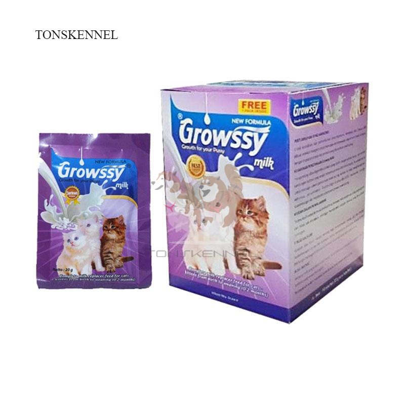 Growssy Milk - Susu Anak Kucing 20 gram (1 dus isi 10 sachet bonus 1 sachet) - kitten milk