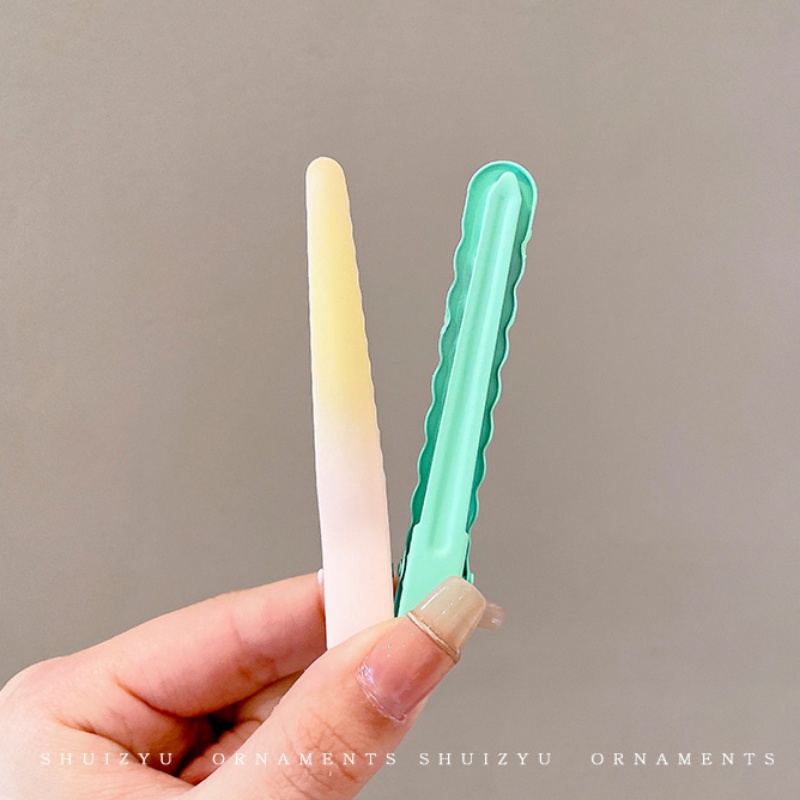 3buah Klip Rambut Duckbill Warna Gradien Anak-Anak Mode Sisi Lucu Poni Hair Clip
