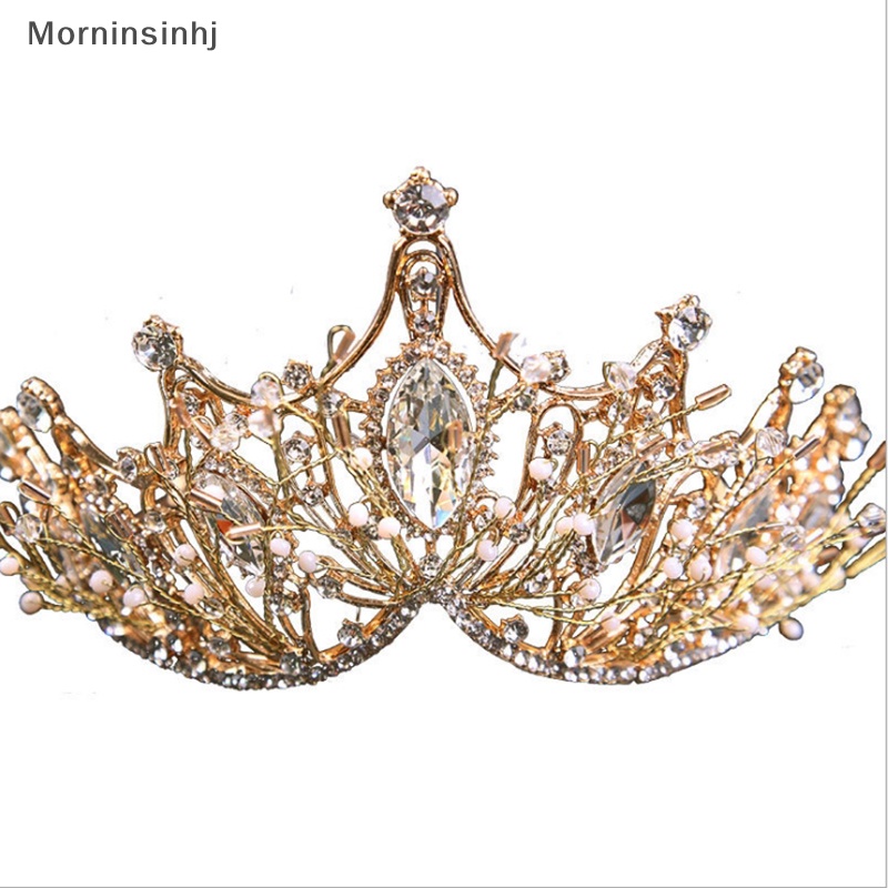 Mornin Baroque Mahkota Gadis Pernikahan Aksesoris Rambut Permata Tiara Pengantin Hairwear id