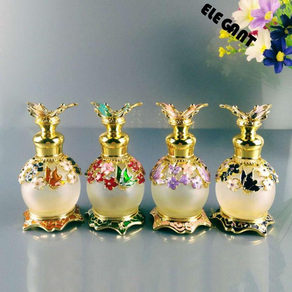 [Elegan] Butterfly Botol Parfum Portable Mewah Botol Isi Ulang Tutup Logam Lotion bottling Botol Dekorasi Pernikahan Hadiah Vintage Botol Minyak Esensial