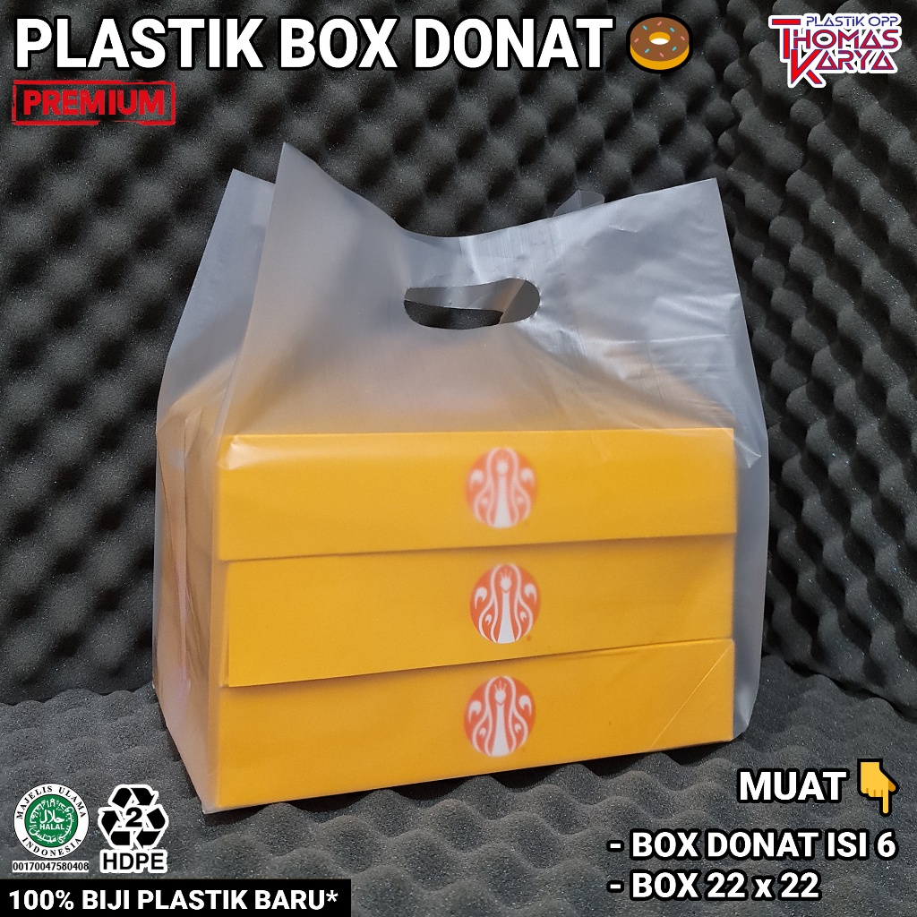 Plastik Box Donat isi 50 Kantong SOFT HANDLE Bening Dove Transparan