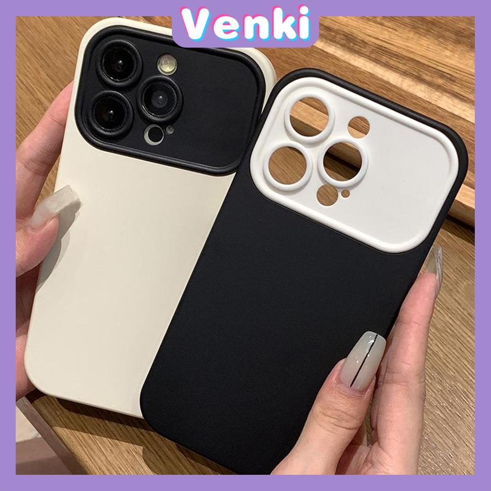 VENKI - Untuk iPhone 11 Case 2 in 1 Soft Case Acrylic Hard Case Ramah Kulit Penutup Kamera Sederhana Pelindung Layar Oranye Putih Hitam Untuk iPhone 14 Pro Max 13 Pro max 12 Pro Max XR