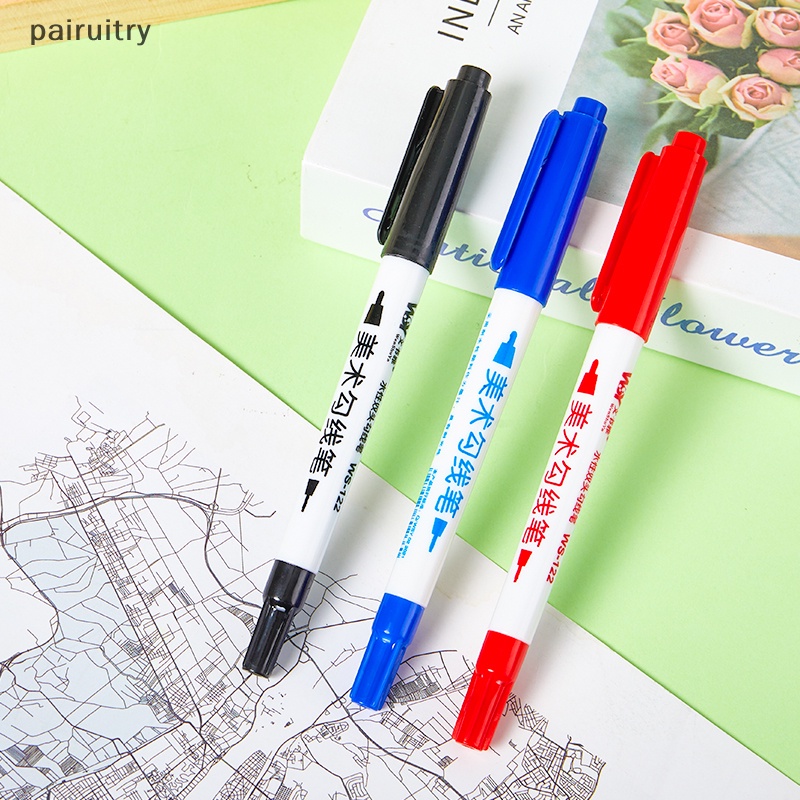 Prt 10Pcs Double-headed Line Pen Paing Stroke Garis Kait Berminyak Tahan Air Spidol Tahan Aus Fiber Pen Ink Pen Art Alat Tulis Kantor PRT