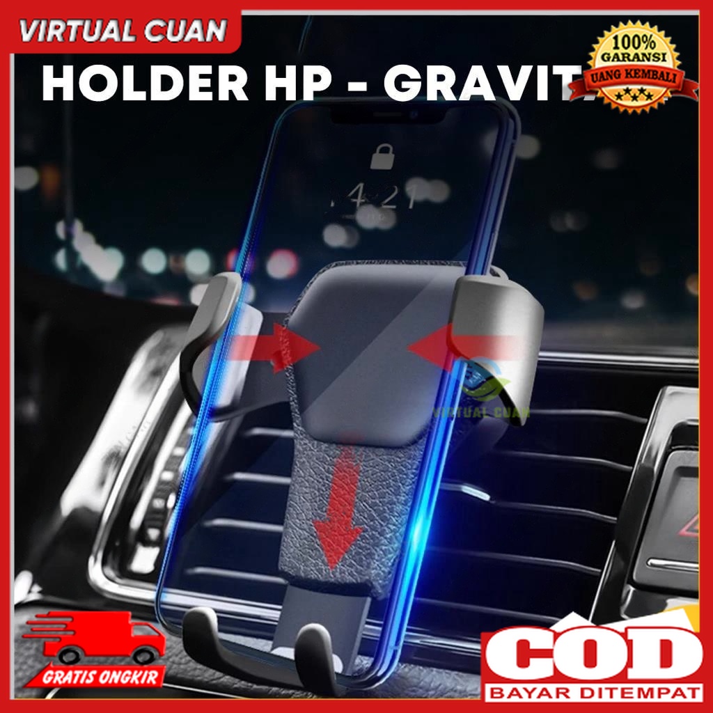 Phone Holder Air Vent Lubang AC Tempat HP Mobil Car Gravitasi gravity Jepit UNIVERSAL Berat Otomatis premium