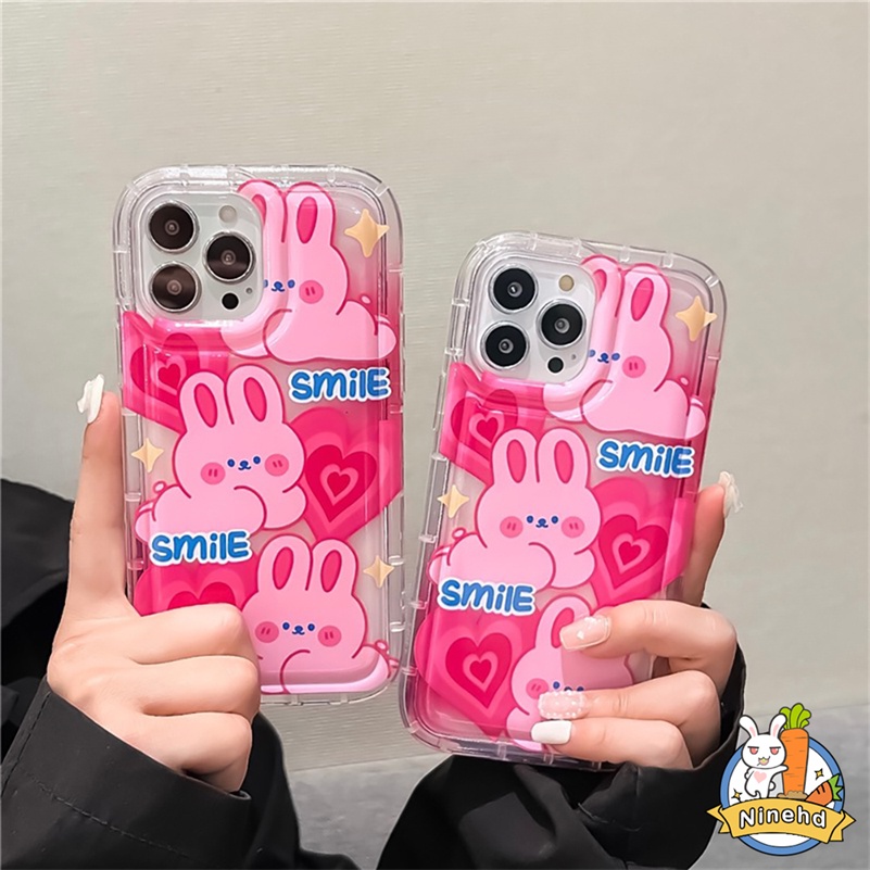 Redmi 12C A1 A1+10C 10A 10 9 9A 9C 9T Note11 11s 10 10s 9 9s Pro Xiaomi 11 Lite Poco X3 Pro Cute Heart Love Rabbit Phone Case Bening Shockproof Airbag Menebal Lembut Silikon Case