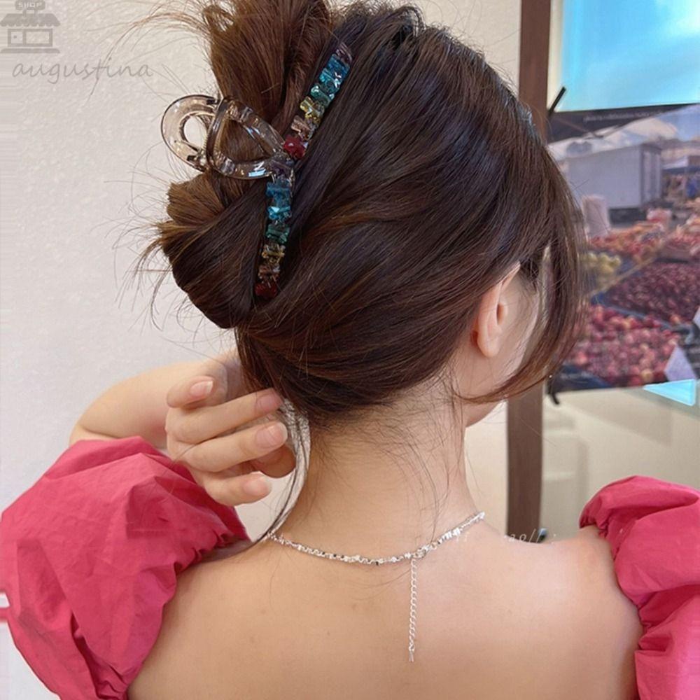 Agustinina Plastik Hair Claw Lucu Elegan Jepit Rambut Kecil Ambil Klip Hiu Klip Bentuk Geometris Beruang Gaya Korea Hiasan Kepala