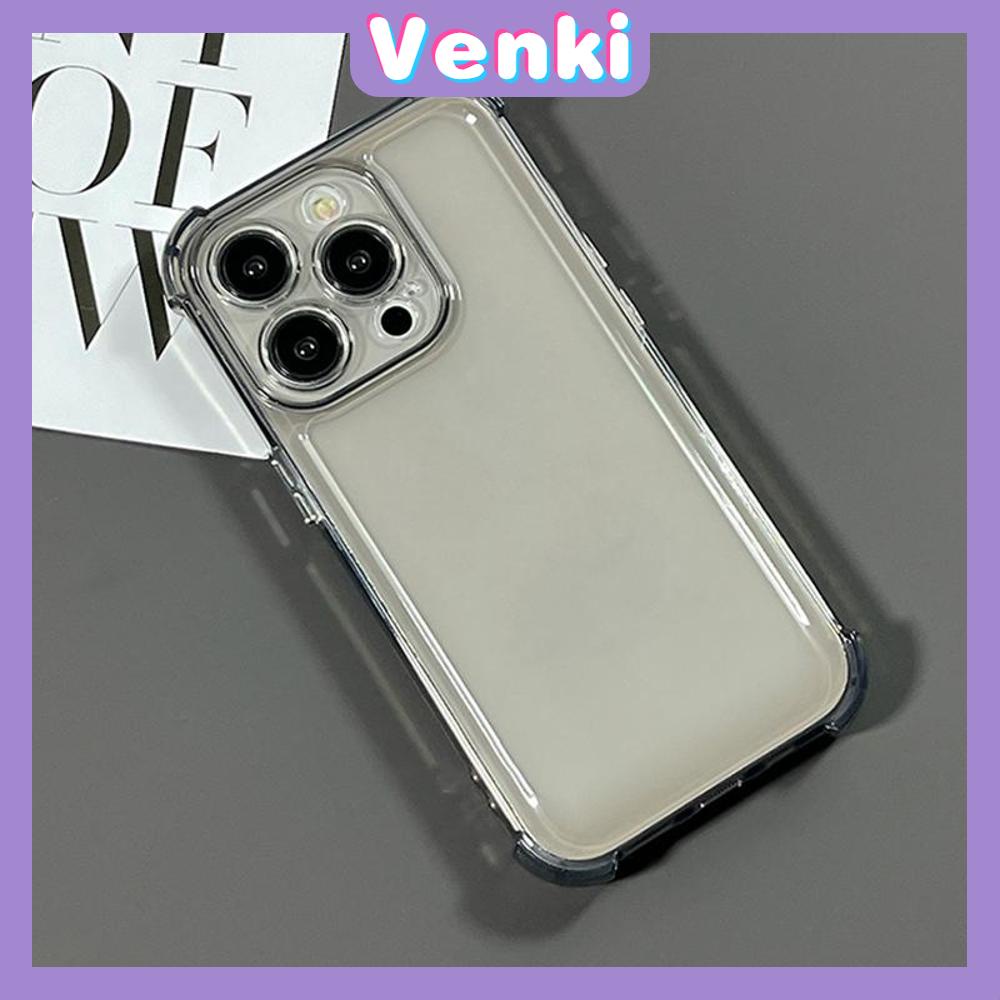 VENKI - Untuk iPhone Case Bening Phone Case Soft TPU Airbag Tahan Guncangan Kamera Case Simple Comfort Ungu Hitam Kompatibel dengan iPhone 14 Pro Max 13 Pro max 12 Pro Max 11 xr xs max 7 8