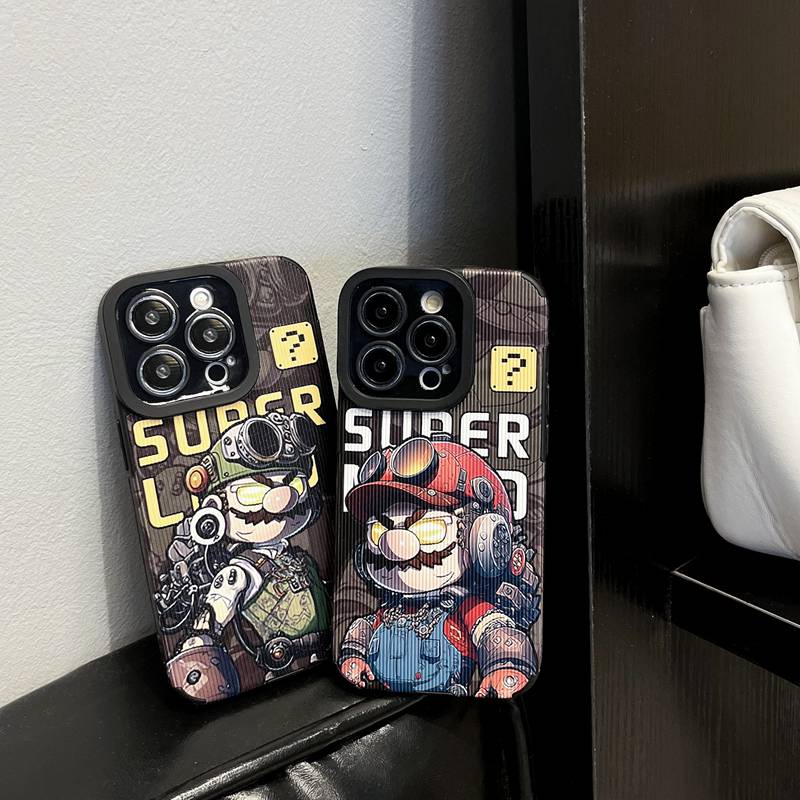 Lamb Skin Cool Mechanical Mario Soft Case IPhone 7 Plus 8 Plus X XS XR XS Max 11 13 12 14 PRO Max 14 Plus SE Phone Case Girl Men Man' Fashion