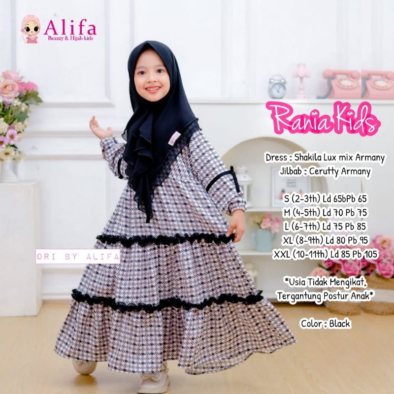 RANIA SYARI ORI ALIFA KIDS | Dress+jilbab Anak