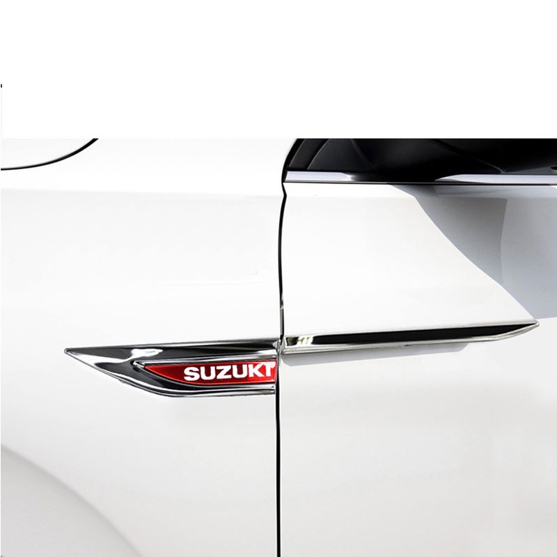 1set Stiker Logo Sisi Fender Metal Mobil Stainless Steel (Kiri Kanan) Untuk Suzuki Swift XL7 vitara Jimny SX4 S-Cross Presso Ciaz ERTIGA Celerio Aksesoris