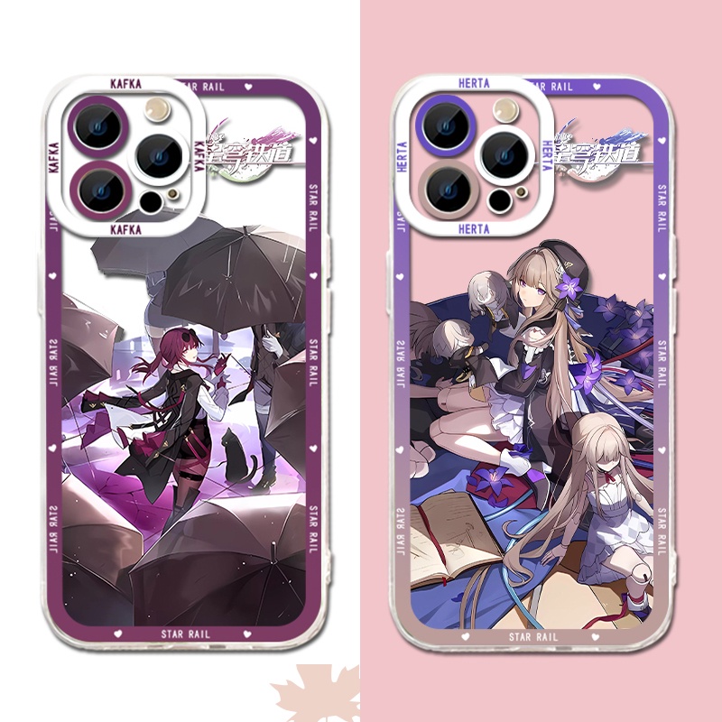 IPHONE Honkai Star Rail Himeko Herta Soft Phone Case Kompatibel Untuk Iphone14 11 13 12 Pro Max Casing XS XR X8 7 6S Plus Mini Kafka Transparan TPU Silikon Shockproof Cover