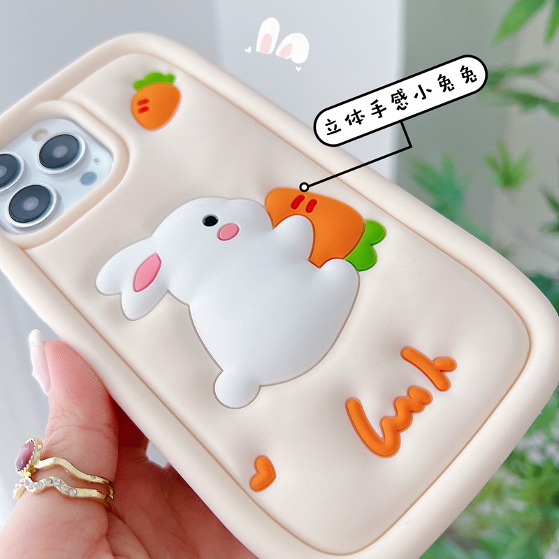 Stereoscopic Cartoon Rabbit Bunny Silicone Soft Case for IPhone 6S 7 8 Plus X XR Max iPhone 11 12 13 14 Pro Max Cute TPU Phone CASE Cute Pretty Girl's Fashion