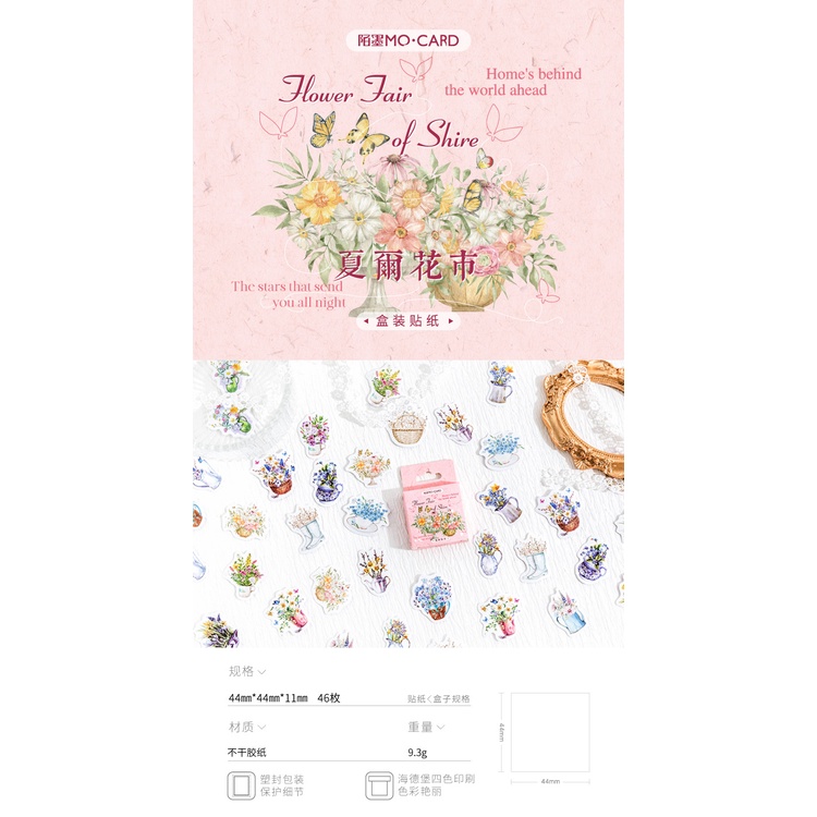 46pcs /set Vintage Lukisan Minyak Tanaman Bunga Handbook Stiker Hias Album Foto Diary Book Bahan Stickers