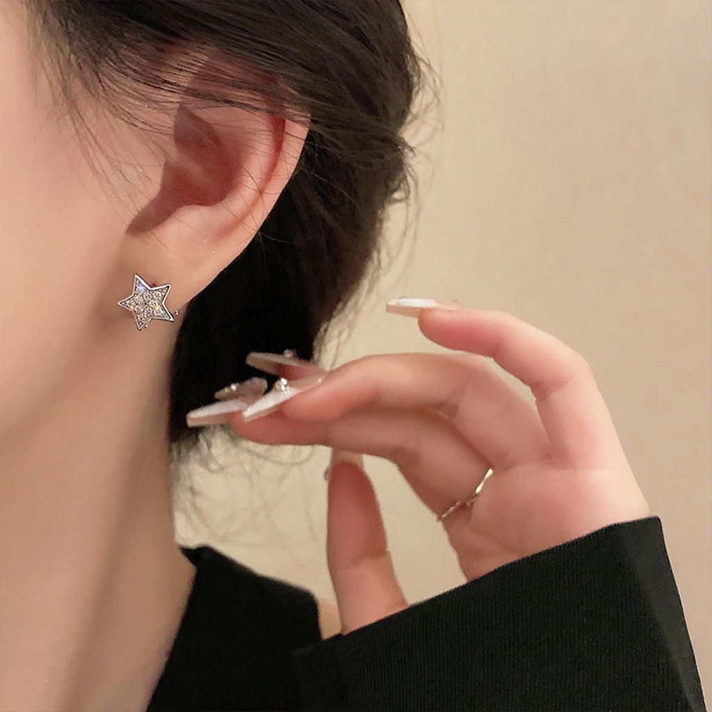 Aksesoris Anting Zirkon Bintang Gaya Temperamen Pasang