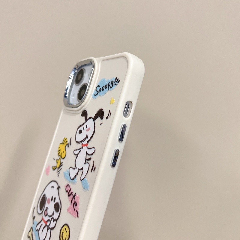 All New Electroplated Camera Skin Silicone Soft Case IPhone 11 12 13 14 Pro Max Fashion Wanita Hadiah Lucu Kartun Ponsel Case Lucu Indah Snoopy