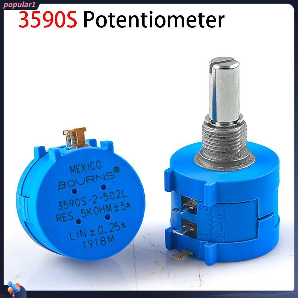 Populer 2pcs 3590S-2-103L Potensiometer Tahan Lama100 200 500 ohm 10ring Ketahanan Yang Dapat Disesuaikan
