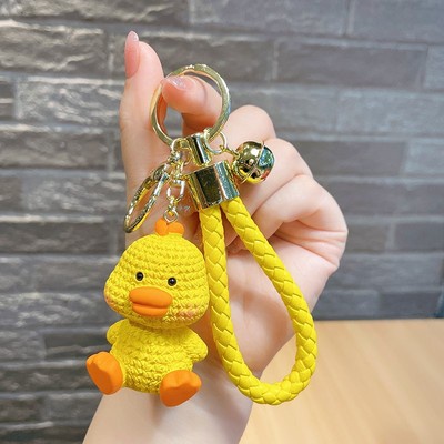 3d Resin Rajut Lucu Kartun Hewan Dinosaurus Babi Bebek Kelinci Dengan Tali Kepang Mobil Rumah Gantungan Kunci Keychain Tas Phone Case Bluetooth Earphone Cover Charms Liontin Hadiah Untuk Pria Wanita