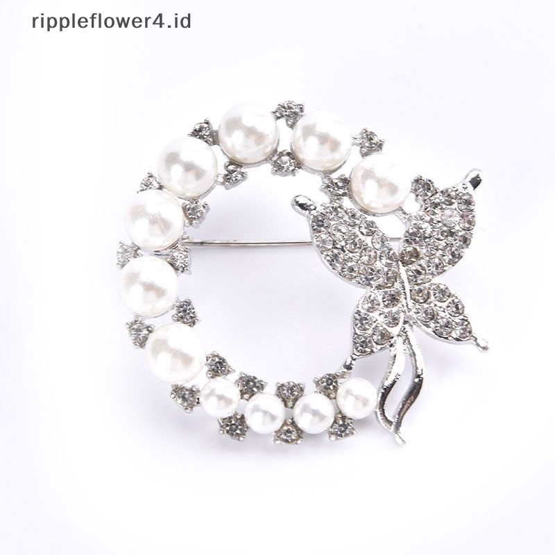 {rippleflower4.id} Bros Lingkaran Mutiara Dan Berlian Imitasi Untuk Baroque Trendy Elegan Butterfly Brooch~