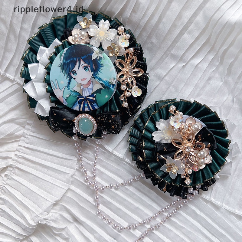 {rippleflower4.id} Anime Badge Holder Sutra Logam Manis Desain Retro Dekorasi Aksesoris Lolita Anime Lencana Pin Bros Pita Bowtie Ransel Badge Holder Tas Aksesoris~