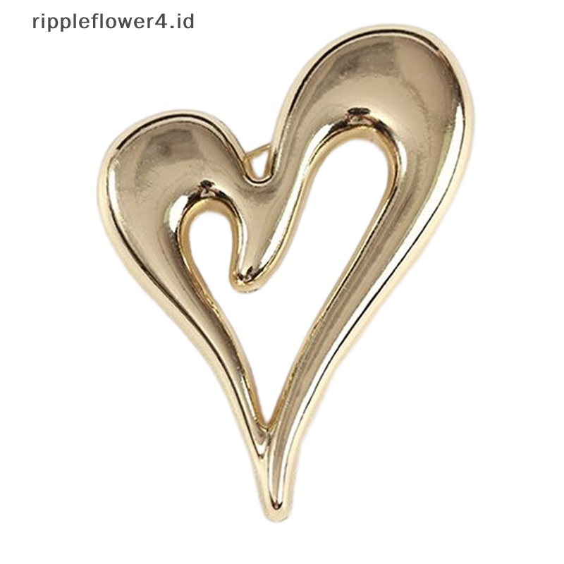 {rippleflower4.id} Bros Hati Logam Desain Sederhana Hati Cinta Wanita Unisex Bros Pin Hadiah~