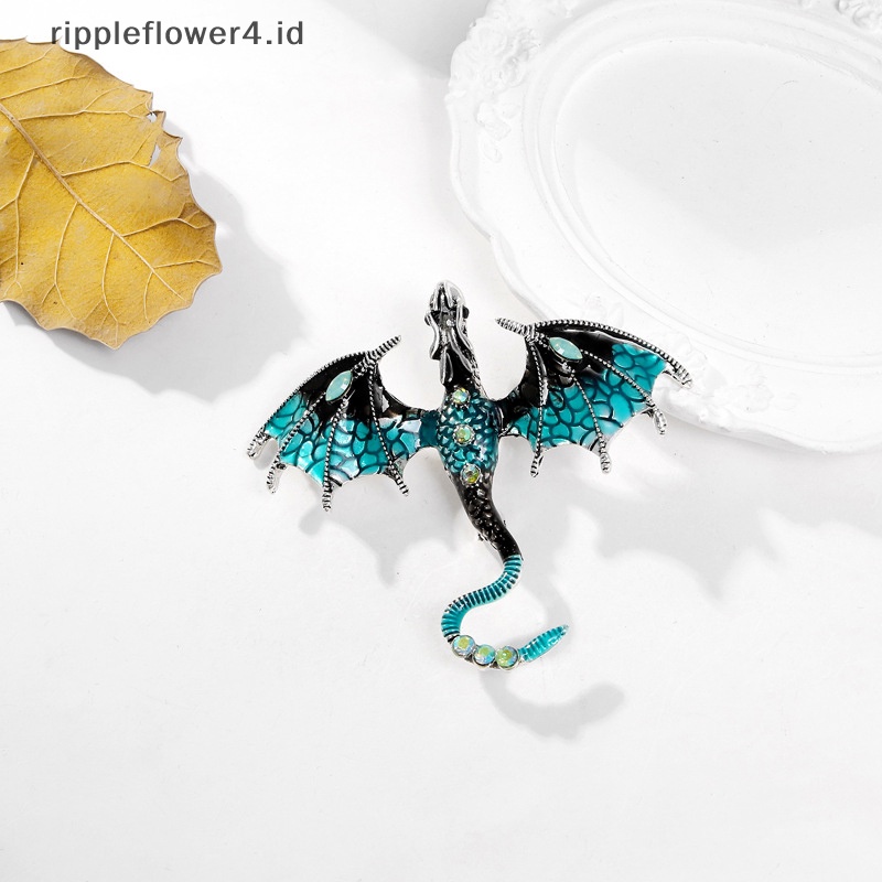 {rippleflower4.id} Enamel Naga Bros Untuk Wanita Pria Berlian Imitasi Legenda Terbang Hewan Pesta Kantor Bros Pin Hadiah~