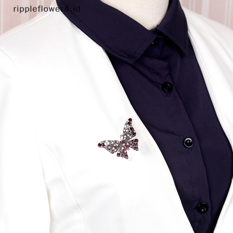 {rippleflower4.id} Kristal Bros Pin Capung Kupu-Kupu Bros Perhiasan Hadiah Pesta Pernikahan~