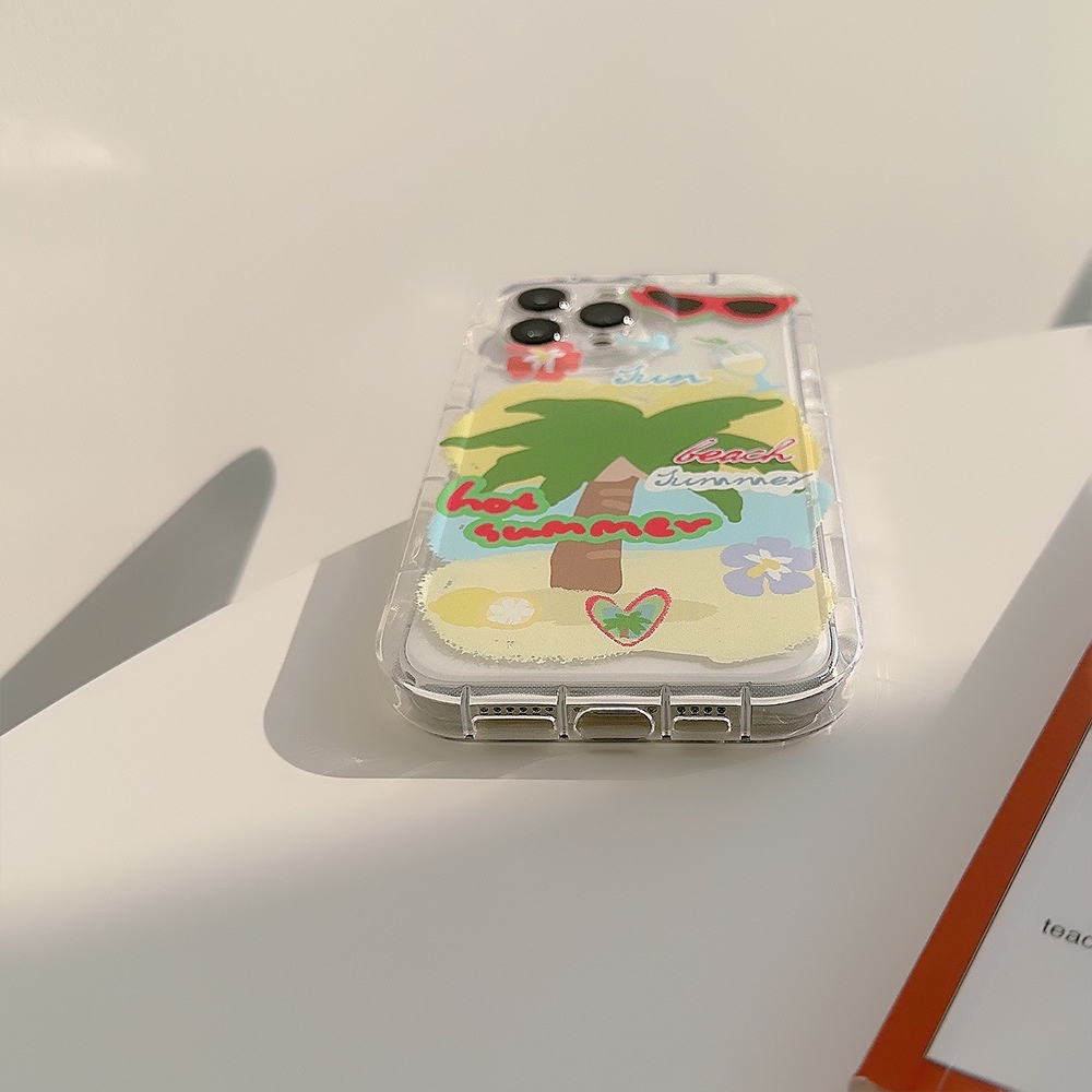 IPHONE Pantai Musim Panas Panas Panas Perlindungan Penuh Transparan Shockproof Soft Phone Case Cover Untuk Iphone11 12 13 14 PLUS PRO MAX