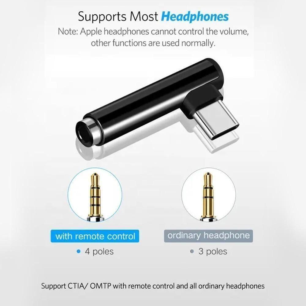 Populer Typec Ke 3.5MM Audio Adapter Bentuk L Bahan Aluminium Alloy 3.5MM Untuk Handphone Huawei