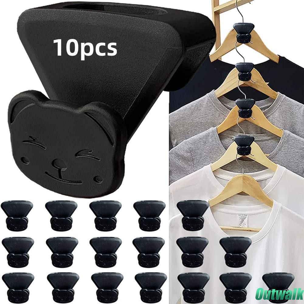 Hanger 10 Buah Gantungan Lemari Hemat Ruang Gantungan Baju Multifungsi Kait Koneksi Bentuk Hati Pemegang Lemari Pakaian Mantel Organizer