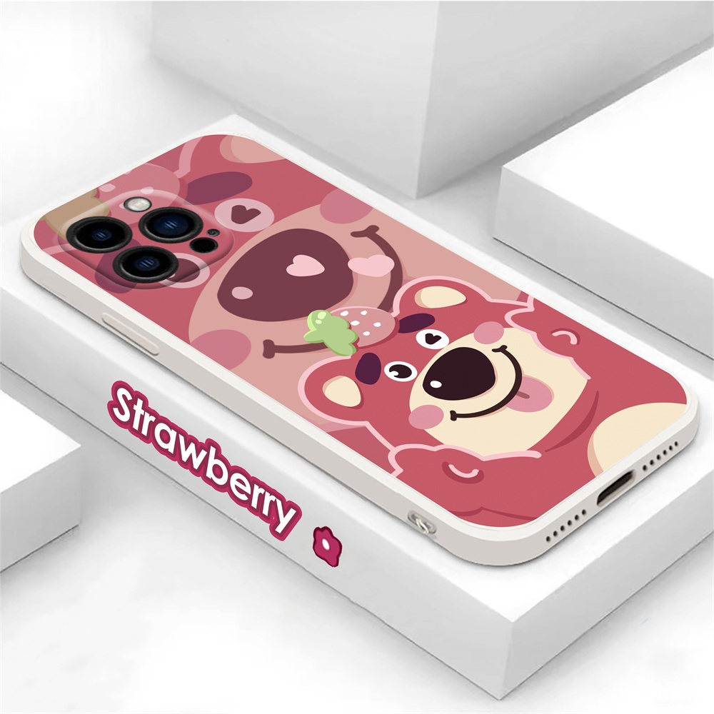 IPHONE Casing Untuk Iphone 14 13 12 11 Pro Max 14 Plus X XR XS MAX SE 2020ip6 6s 7 8 Plus Manyo Strawberry Bear Lotso Soft Silicone Phone Case Binteacase