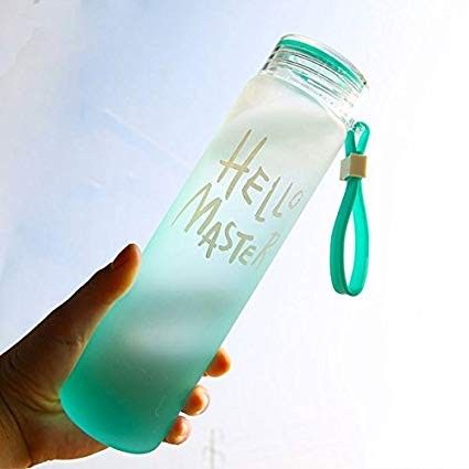 BOP BOTOL MINUM KACA HELLO MASTER GRADIENT COLOR GLASS BOTTLE WARNA CANTIK JELITA SUDAH PACKING DUS