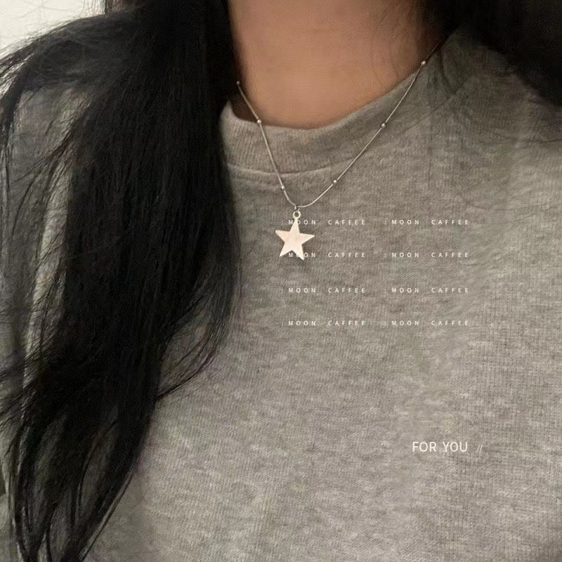 Kalung Bintang Geometris Bulat Paduan Baru Wanita