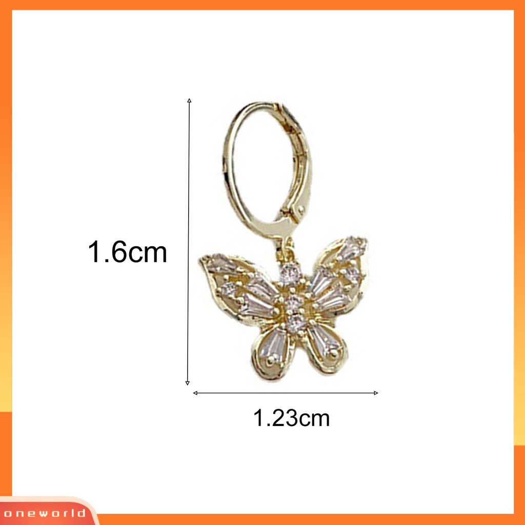 [WOD] 1pasang Anting Drop Bentuk Kupu-Kupu Zirkon Inlay Berongga Keluar Colorfast Tidak Alergi Hiasan Telinga Aksesoris Fashion Lucu Temperamen Anting Untuk Pacaran