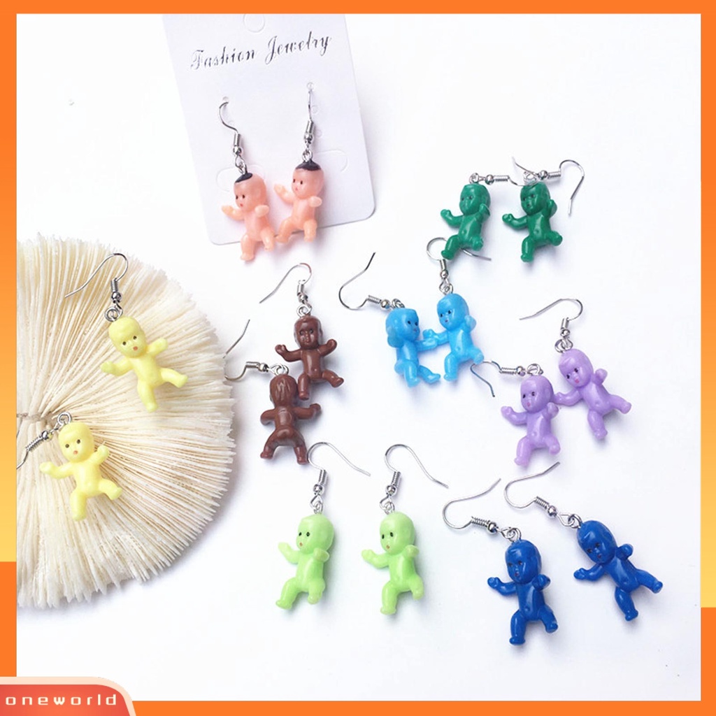 [WOD] 1pasang Anting Menjuntai Mini Realistis Buatan Tangan Hias All-match Aksesoris Baby Shower Hadiah Wanita Baby Doll Liontin Drop Earrings Klip Telinga Untuk Pakaian Sehari-Hari