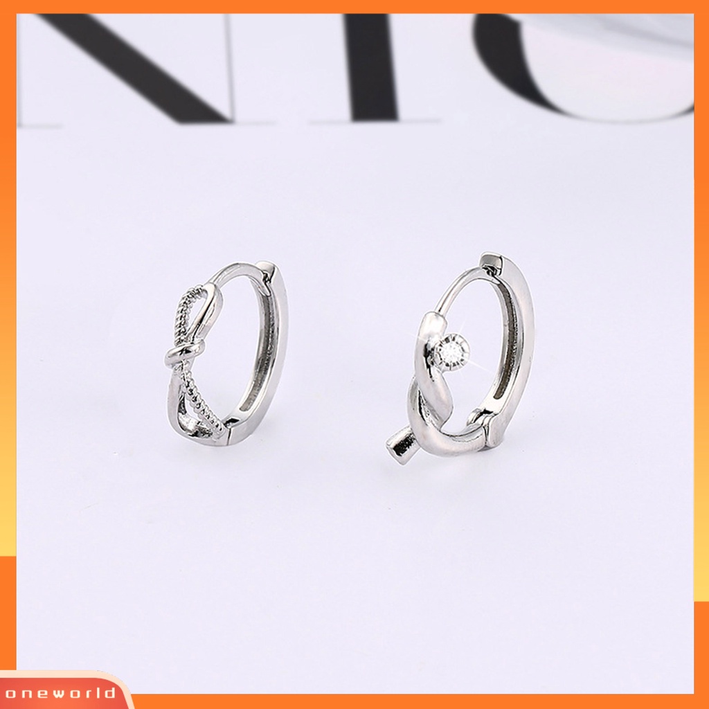 [WOD] 1pc Anting Hoop Temperamen Elegan Dipoles Hypoallergenic High-gloss Fashion Perhiasan Tembaga Memutar Simpul Wanita Huggie Earring Untuk Pacaran