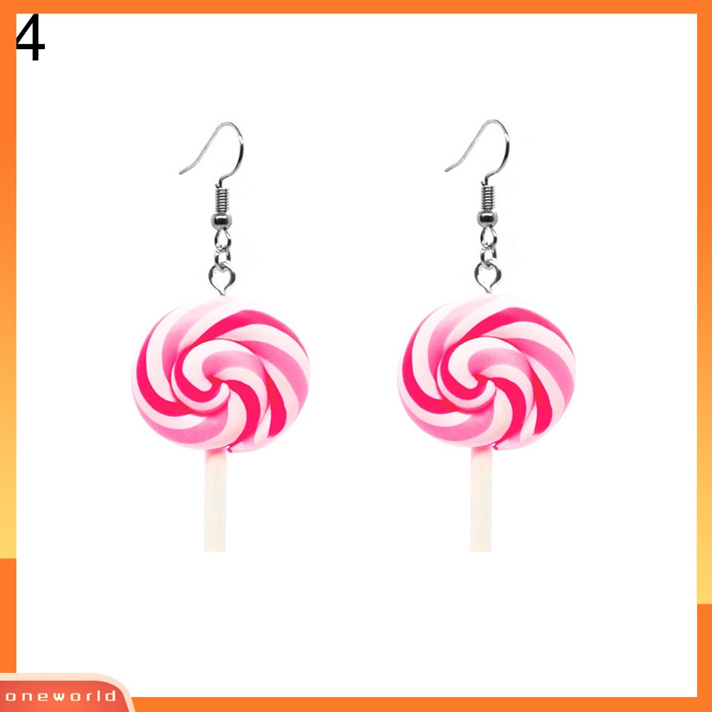 [WOD] Fashion Rainbow Lollipop Permen Menjuntai Kait Anting Wanita Perhiasan Hadiah Pesta