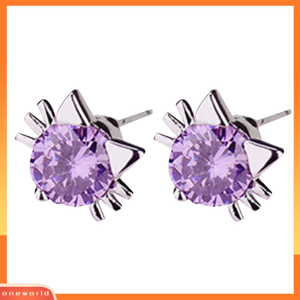 [WOD] Lucu Wanita Cubic Zirconia Hias Bentuk Kucing Telinga Stud Anting Pesta Perhiasan Hadiah