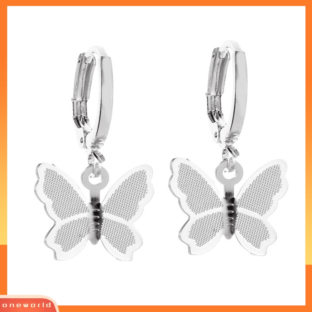 [WOD] Sweet Matte Butterfly Drop Wanita Huggie Anting Tindik Perhiasan Hadiah Ulang Tahun